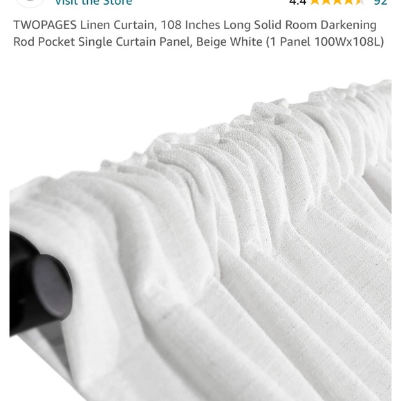 Beige White Linen Curtain Panel - Picture 2 of 6